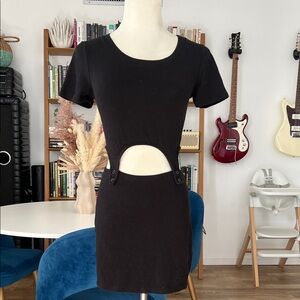Vintage Black Cut-Out mini t-shirt Dress S